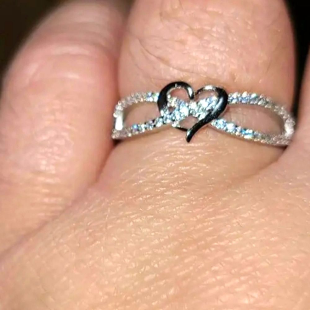 925 sterling silver diamond heart infinity ring sz 8